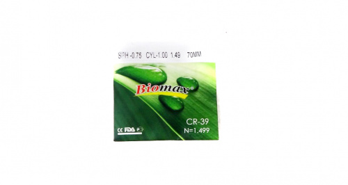 CR-39 BIOMAX N=1.499  D=70 мм             SPH - 0.50  CYL  - 0.75